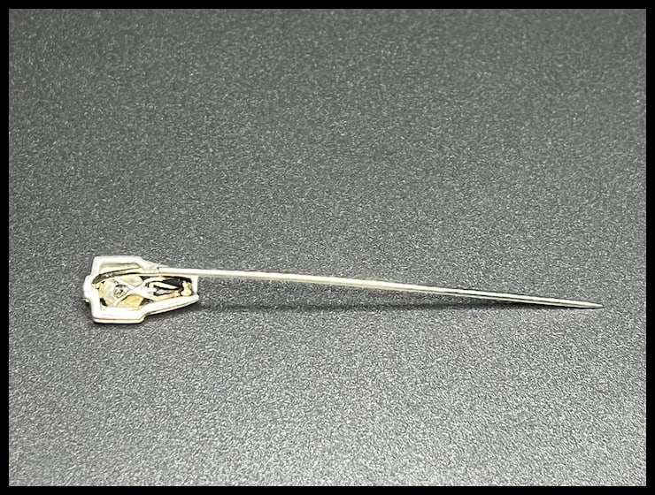 Vintage Diamond & Onyx 14k White Gold Stickpin - 7