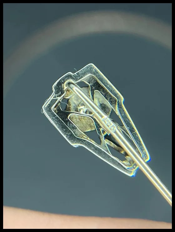 Vintage Diamond & Onyx 14k White Gold Stickpin - 9