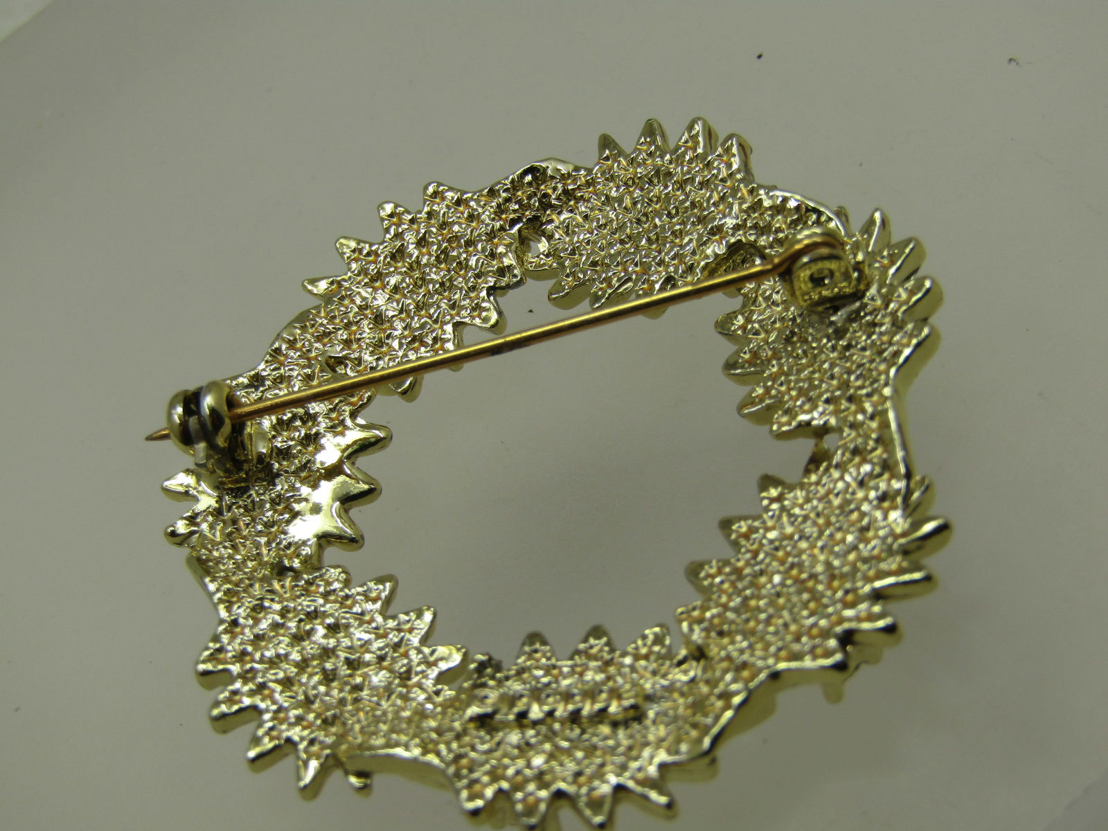 Vintage Deep Red Rhinestone Leaf Brooch, Signed Dodds, 1.75", 1960's - 6