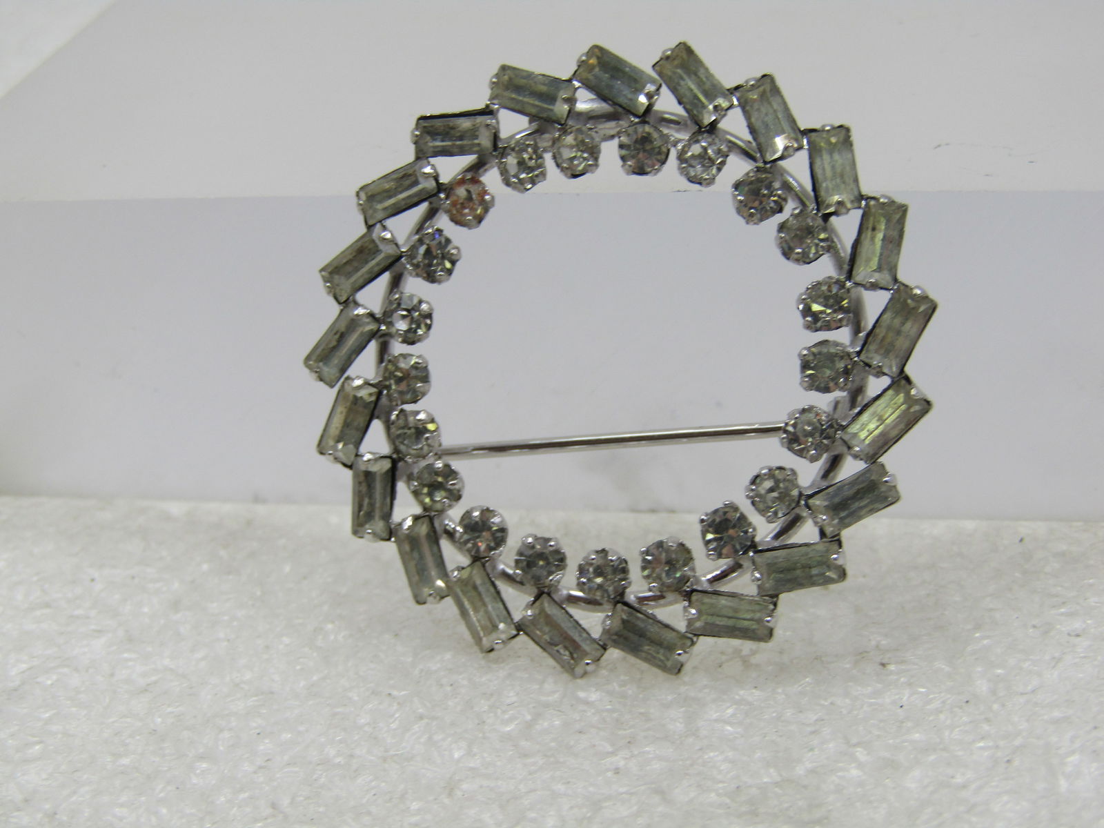 Vintage Sterling Carl Art Rhinestone Brooch, 1.5" Round, 1960's - 2