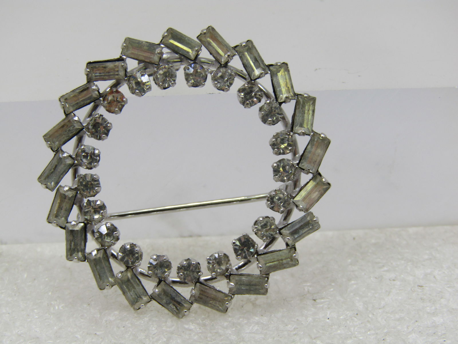 Vintage Sterling Carl Art Rhinestone Brooch, 1.5" Round, 1960's - 3