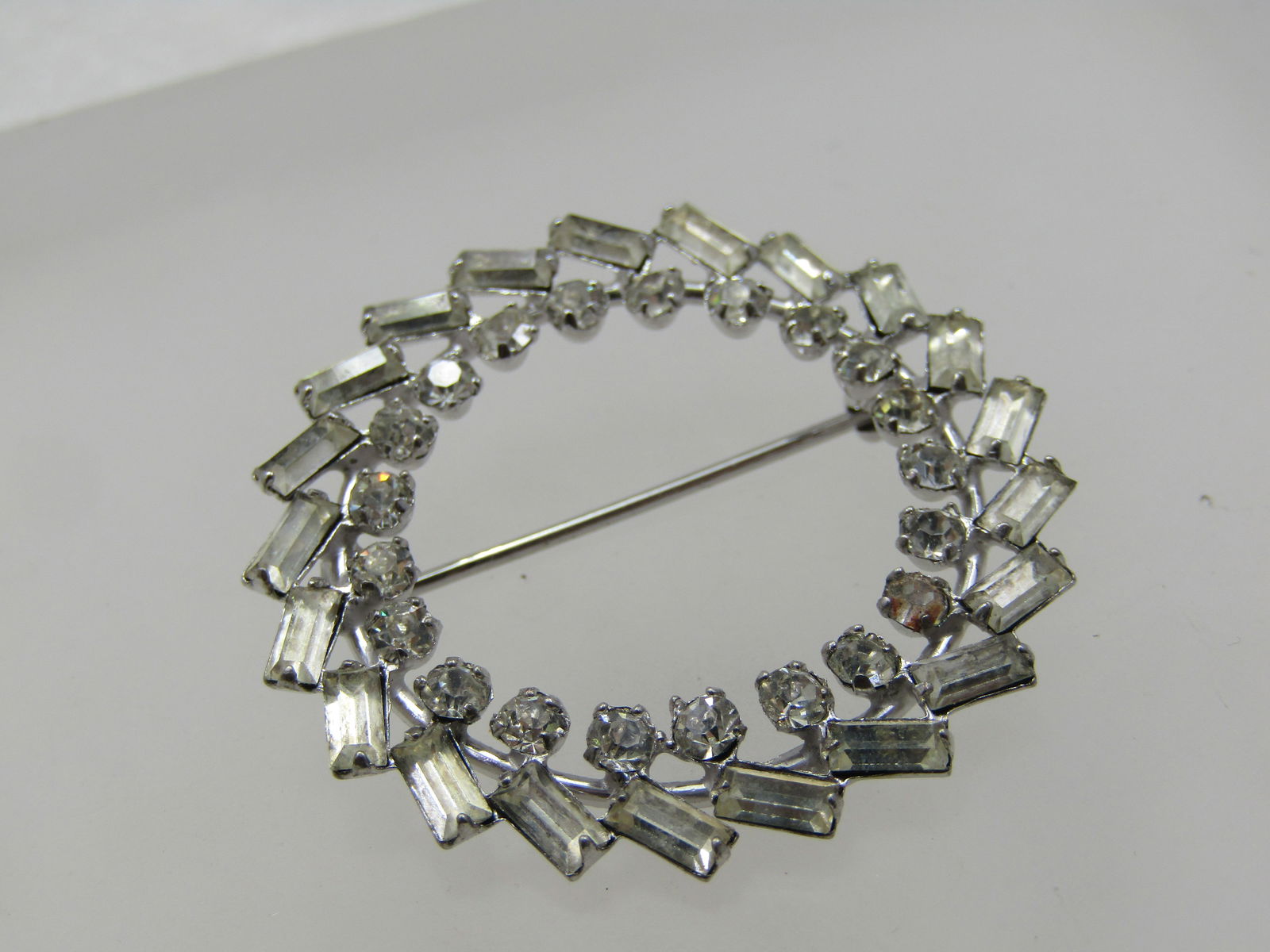 Vintage Sterling Carl Art Rhinestone Brooch, 1.5" Round, 1960's - 4