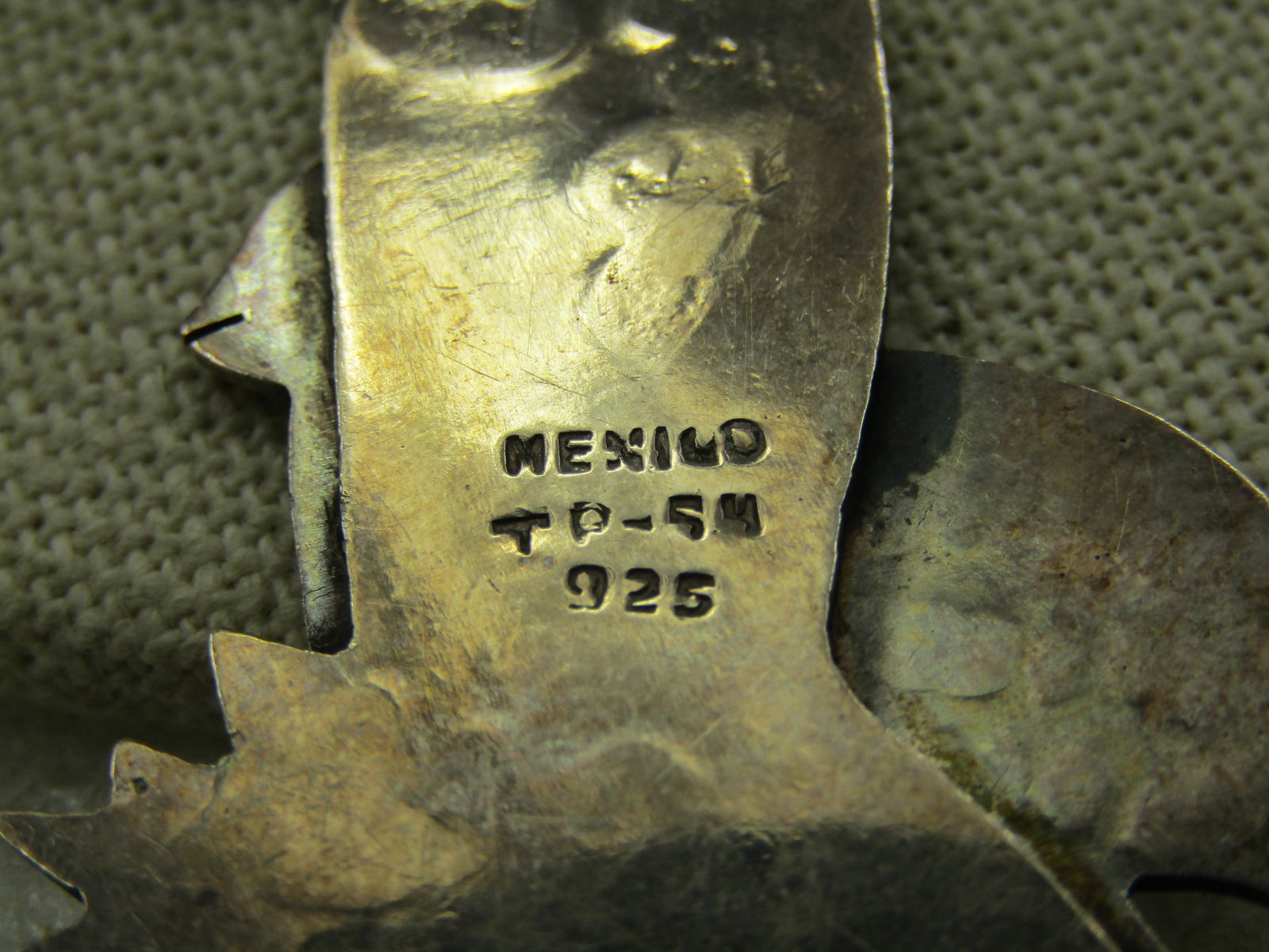 Vintage Sterling Mexican Jackalope Cactus Brooch, Signed, 3" by 1.5" - 5