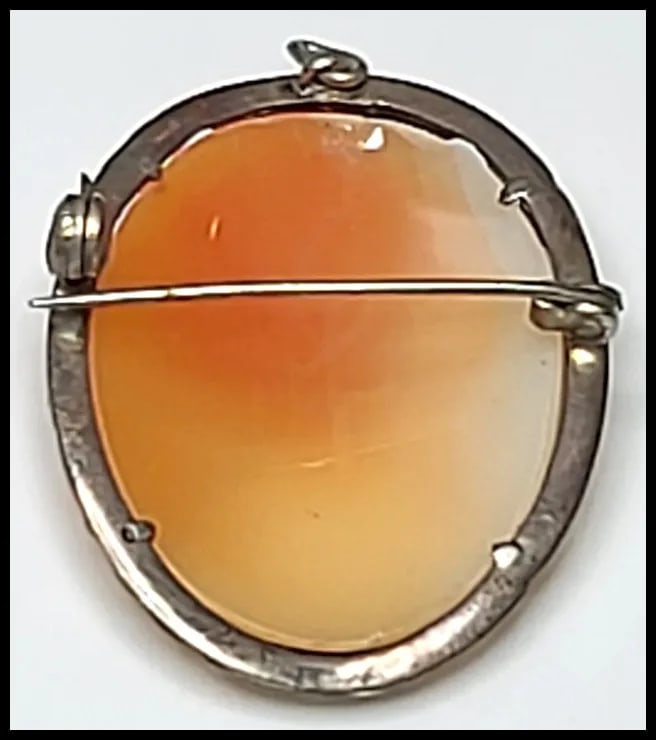 Vintage Hand-Carved Shell Cameo Filigree Pendant/Brooch - 3