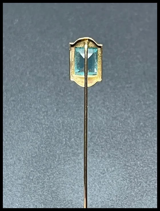 Vintage Blue Cut Glass 10K Gold Stickpin - 4