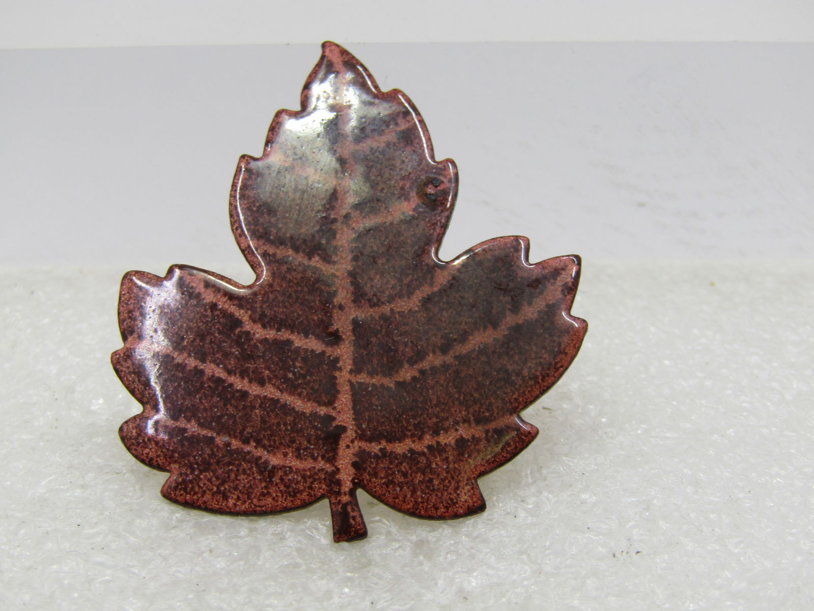 Vintage Enameled Maple Leaf Brooch, Hand Made, 1960's-1970's - 2