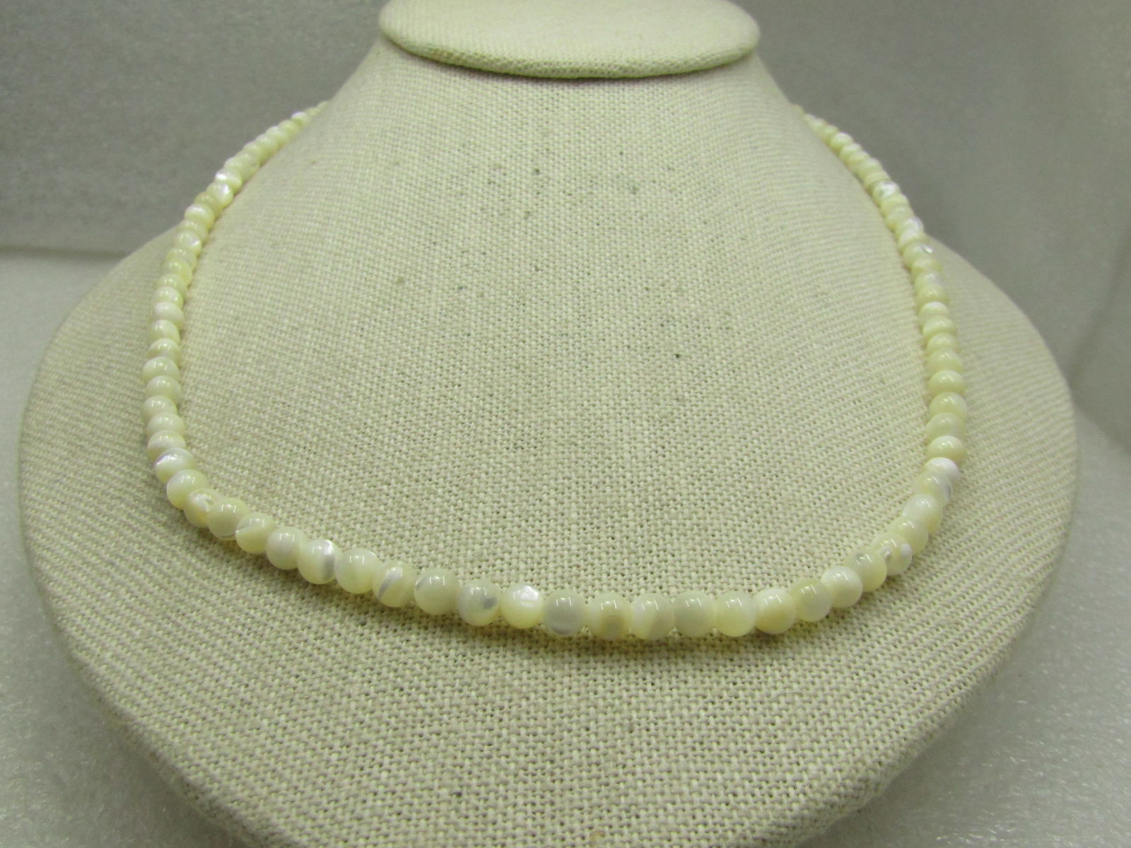 Vintage Mother-of-Pearl Beaded Necklace, 20", 5mm wide, 1960's - 2