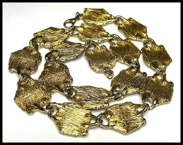 Vintage Gold Tone and Black Enamel Necklace - 3