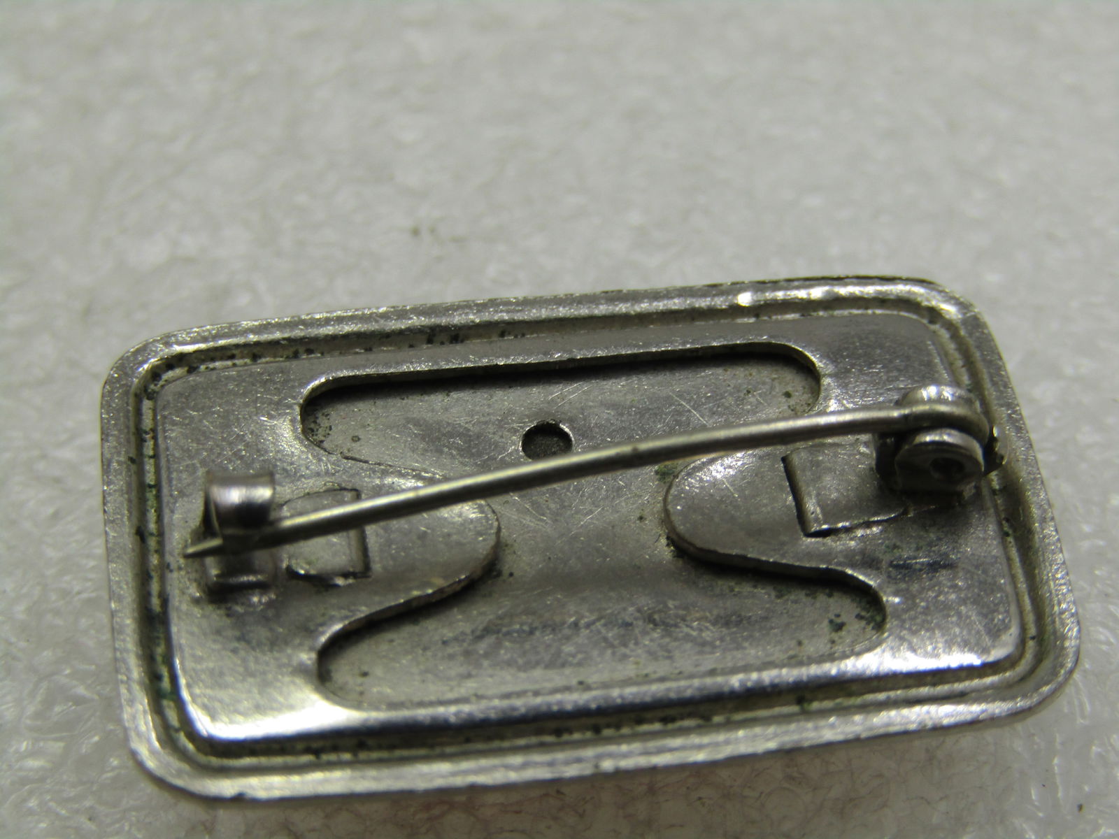 Vintage Red Rhinestone Brooch, Mid-Century, Rectangular, C-Clasp - 7