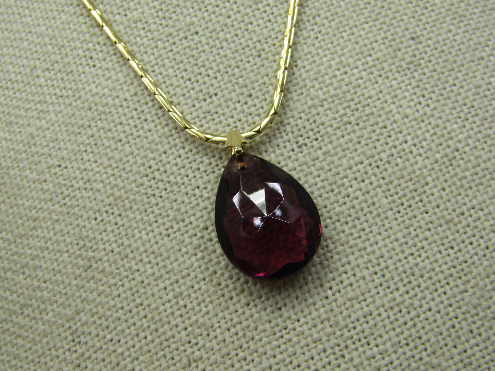 Vintage Purple Rhinestone Teardrop Necklace, 15" - 2