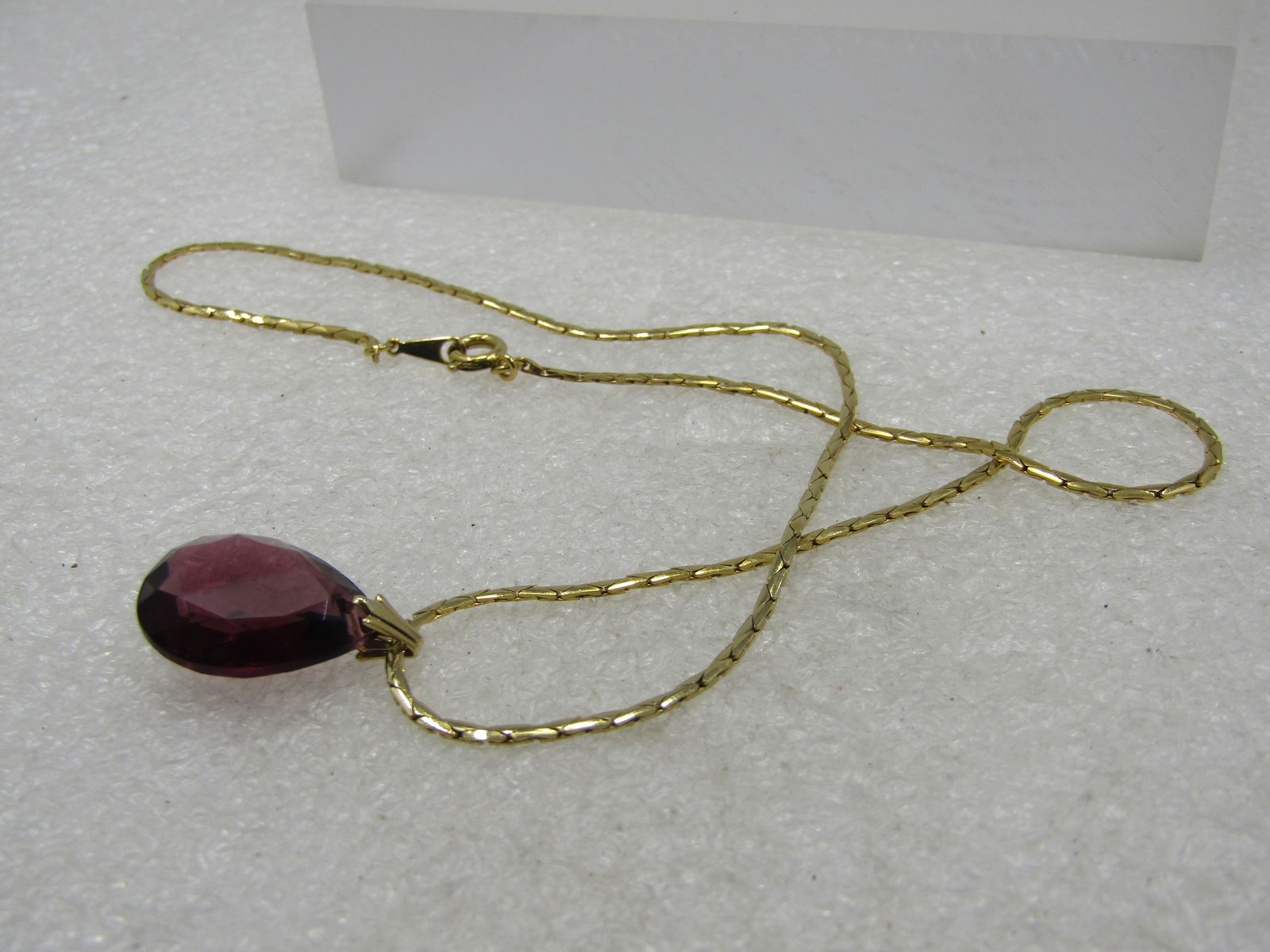 Vintage Purple Rhinestone Teardrop Necklace, 15" - 4