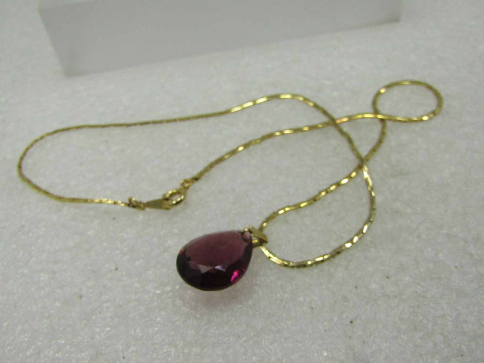 Vintage Purple Rhinestone Teardrop Necklace, 15" - 5