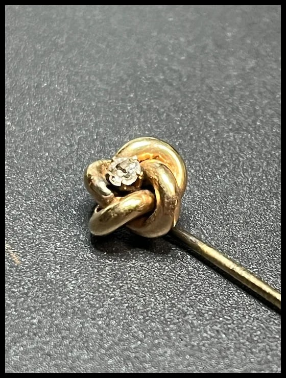 Vintage 10k Gold and Diamond Eternity Stickpin - 4