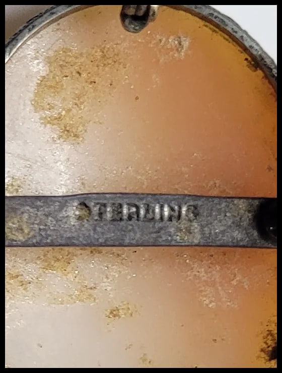 Vintage Hand-Carved Shell Cameo Sterling Silver Pendant Necklace with Chain - 6