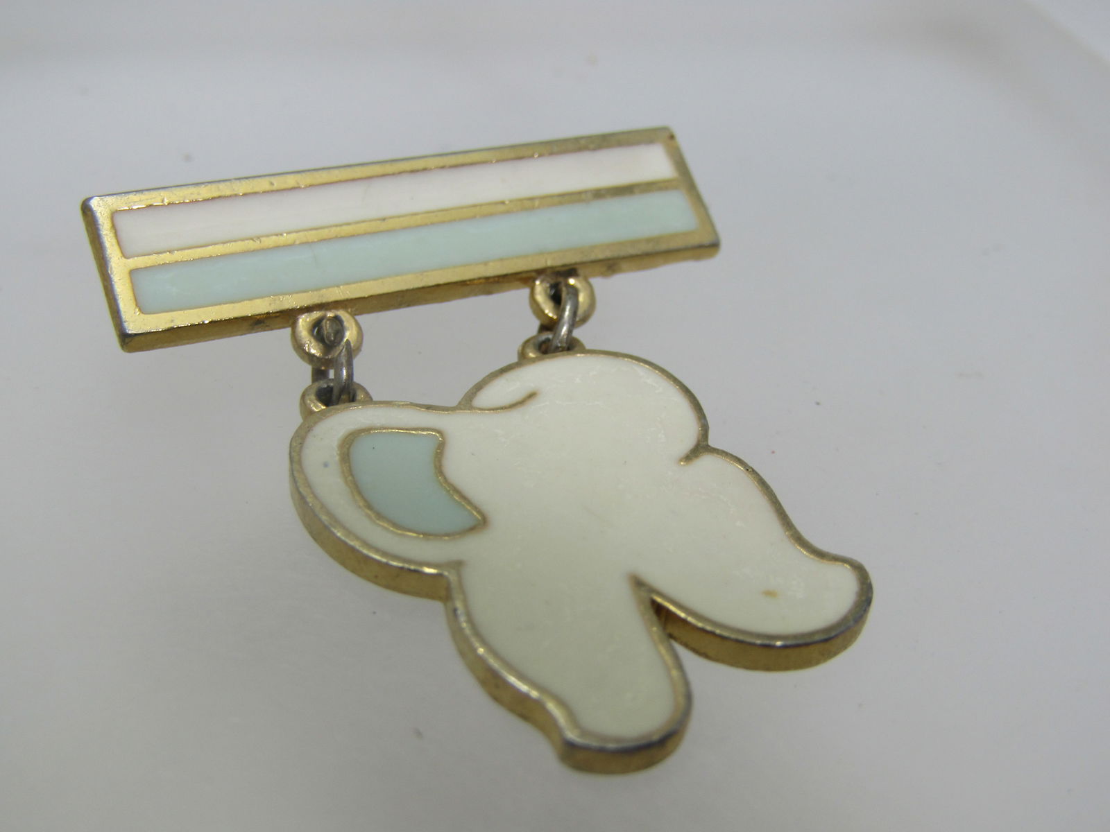 Vintage Enameled Tooth Bravery Brooch /Medal - 2