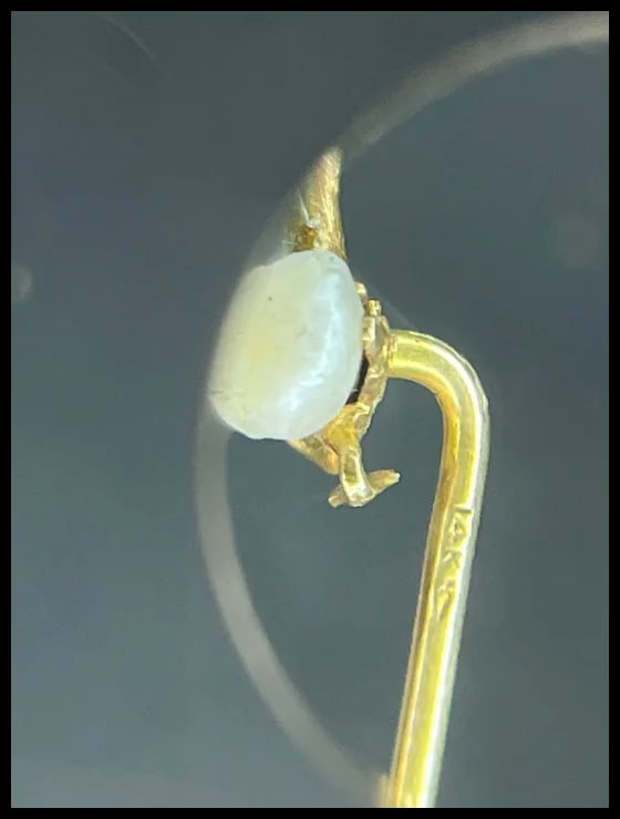 Vintage Enamel Duck and Pearl 14k Gold Stickpin - 6
