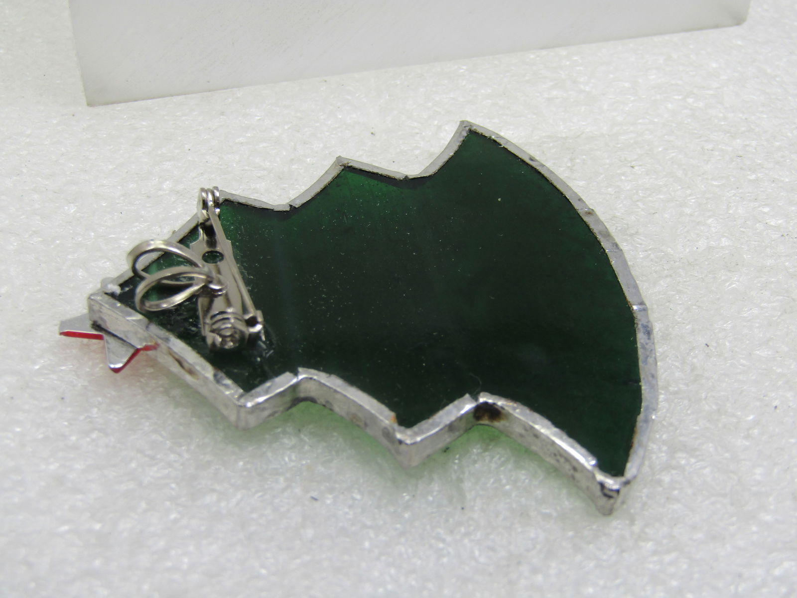 Vintage Glass Christmas Tree Brooch/Pendant, Red Star - 4