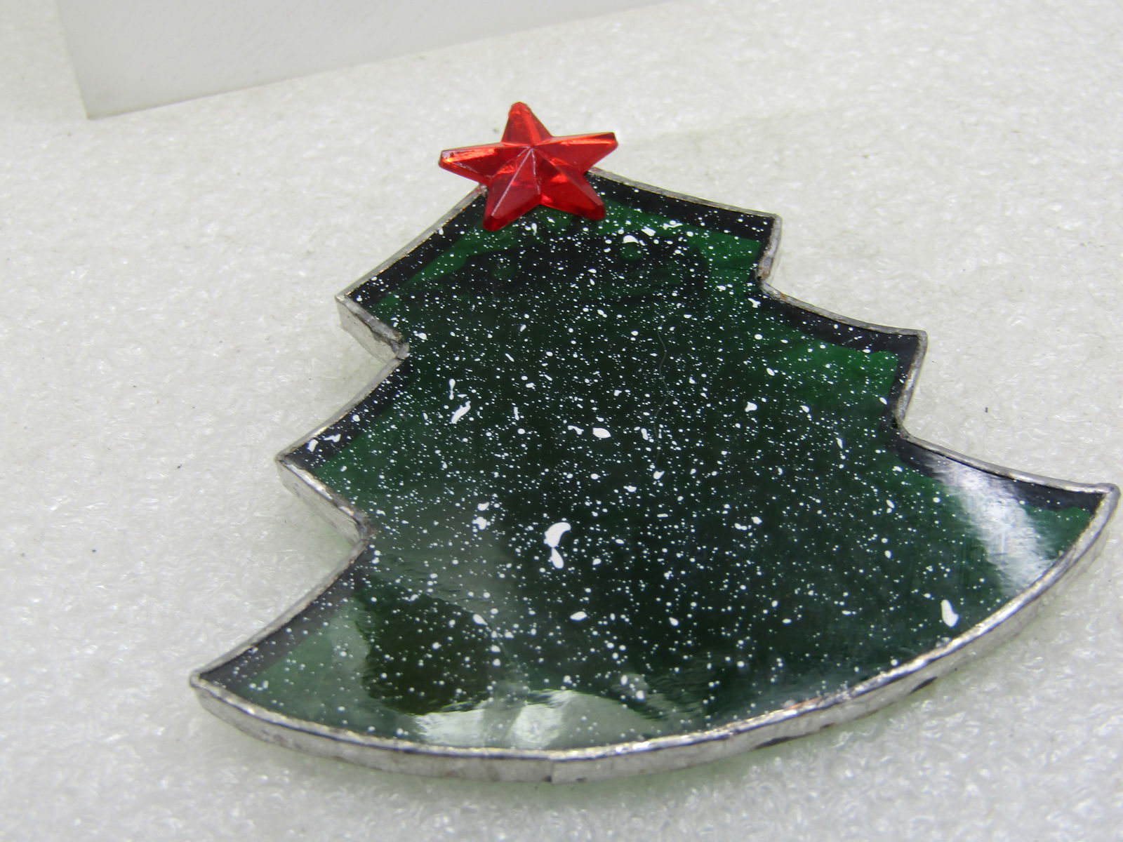 Vintage Glass Christmas Tree Brooch/Pendant, Red Star - 5