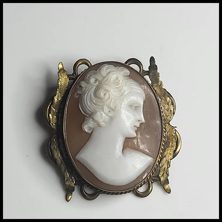 Large Ornate Vintage Cameo Brooch/Pin - 2