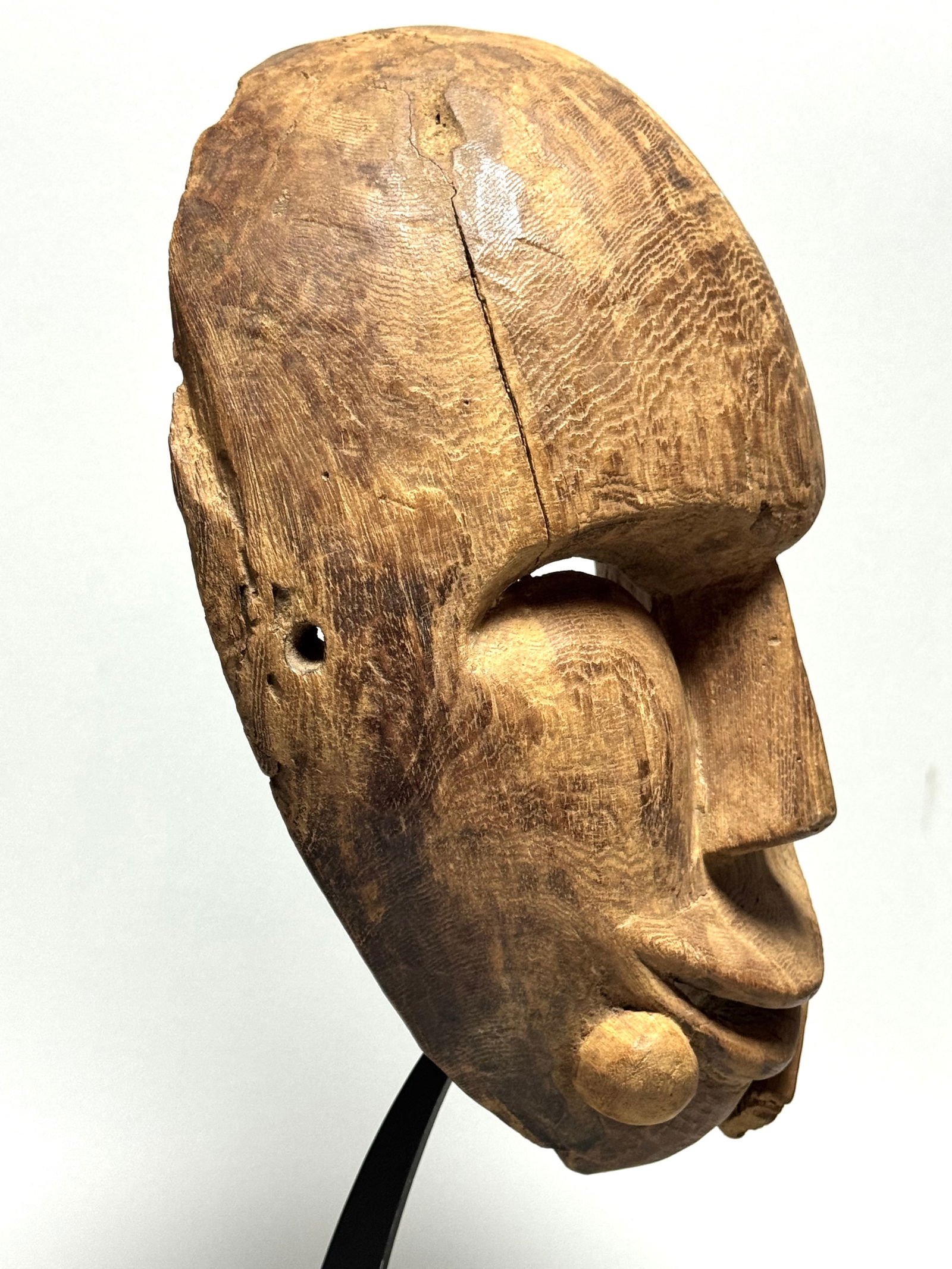 Old Eskimo Carved Wood Dance Mask - Alaska - 7
