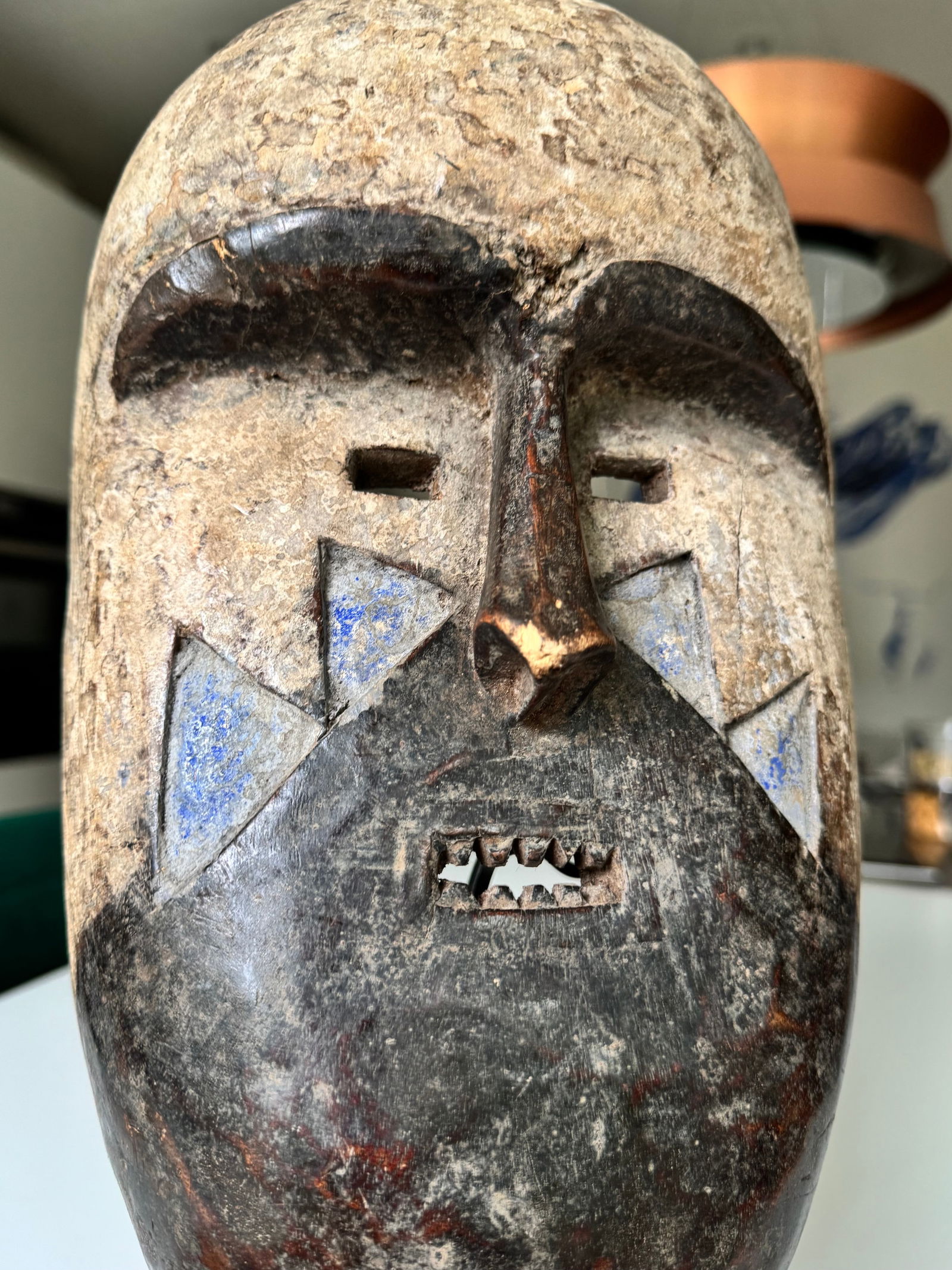 Blue dance mask - Tsogo - Gabon - hardwood - 3