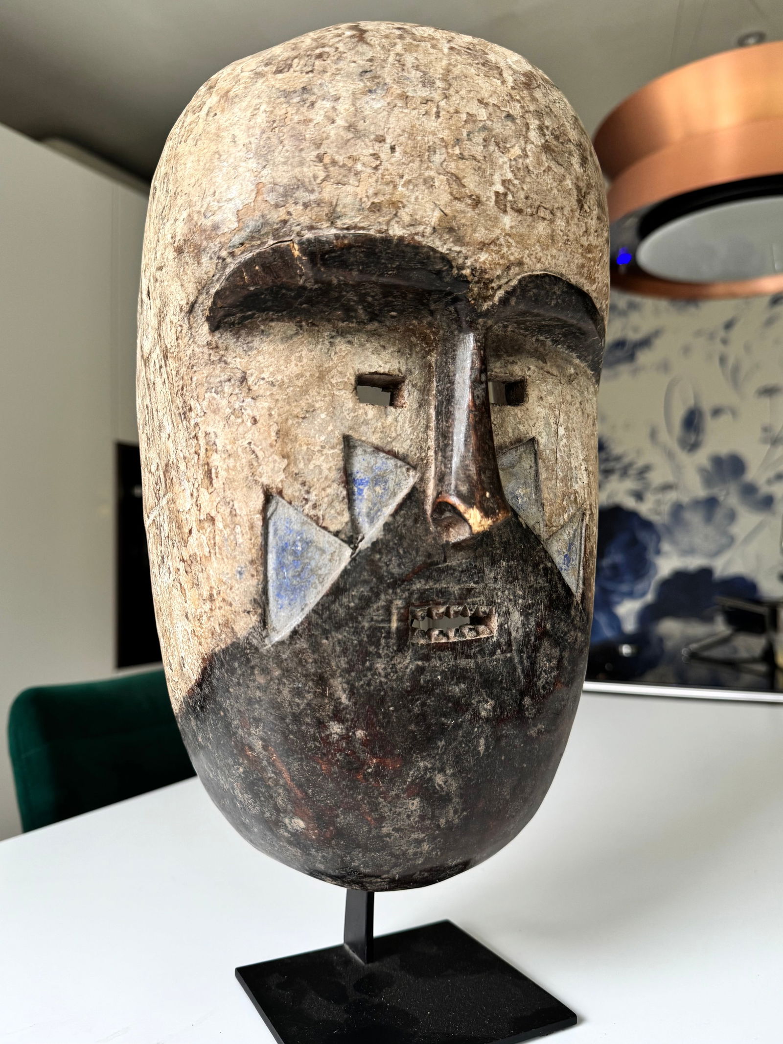 Blue dance mask - Tsogo - Gabon - hardwood - 4