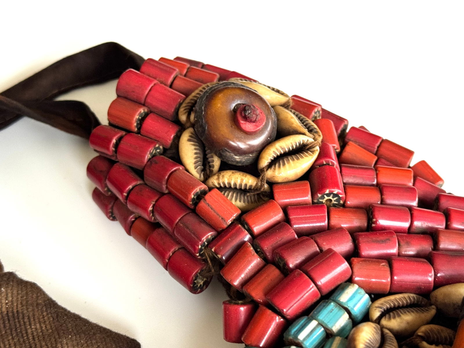 Antique Tibetan Perak Breastplate: Cornelian beads, Turquoise, Shells, gemstone, Kashmir, Jewelry - 8