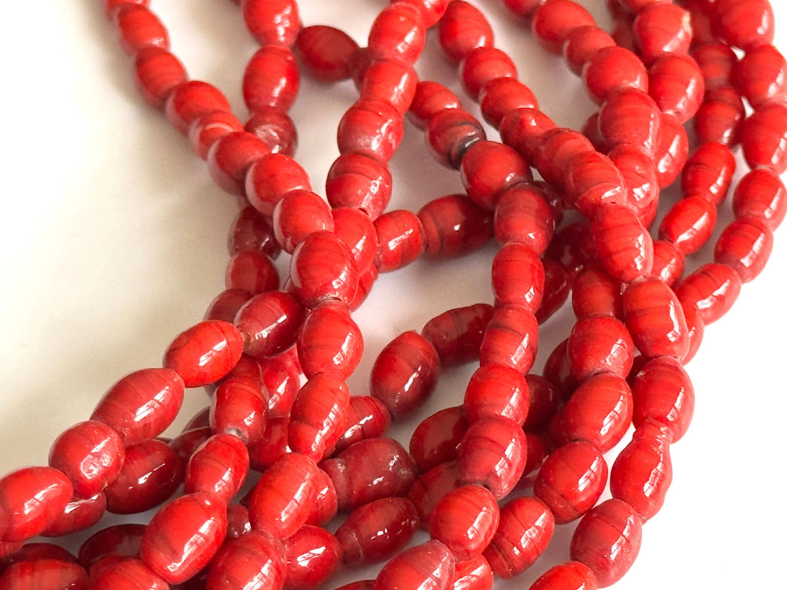 Konyak Naga Massive Red Glass Trade Bead Necklace. - 10