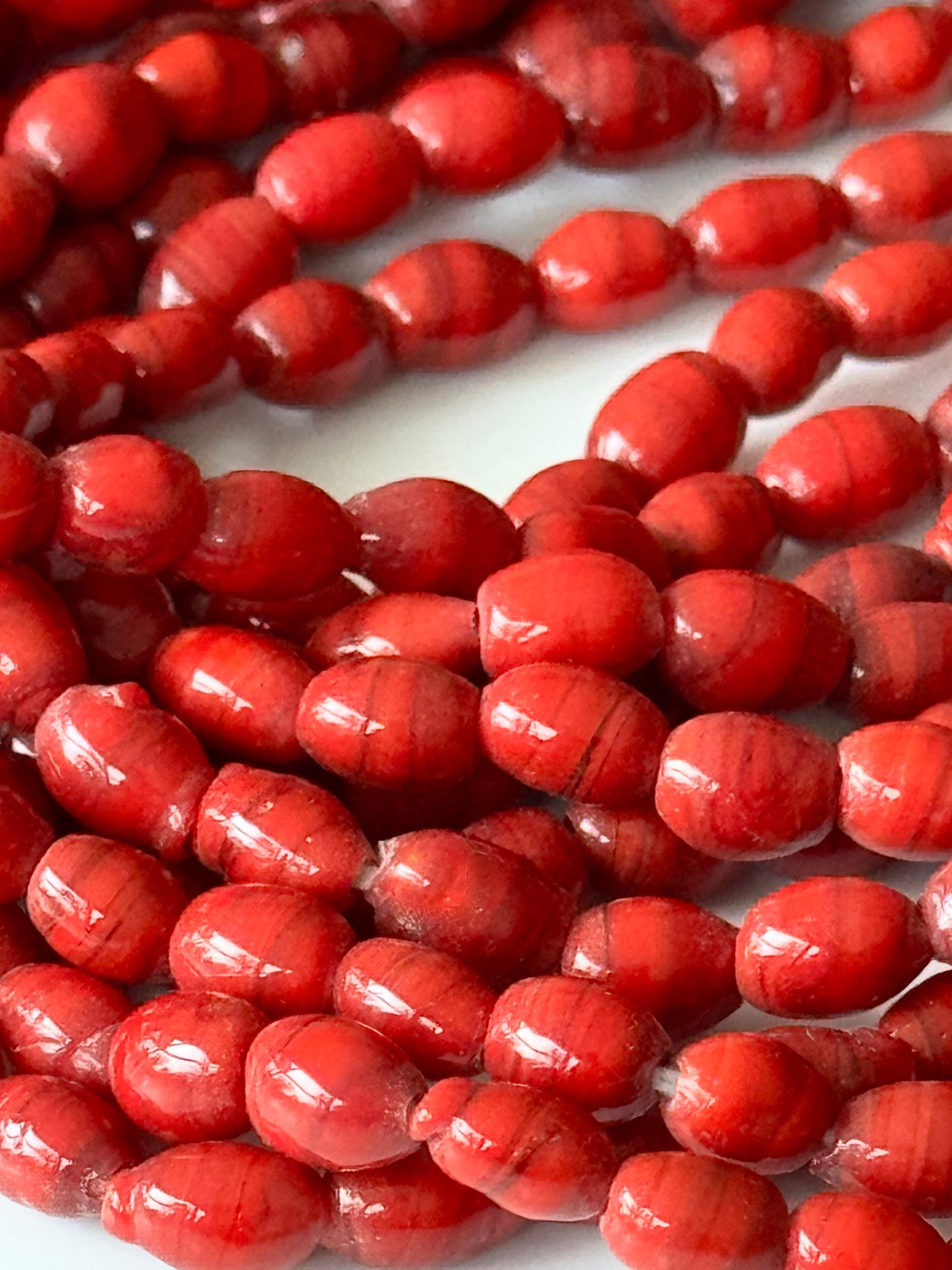 Konyak Naga Massive Red Glass Trade Bead Necklace. - 5