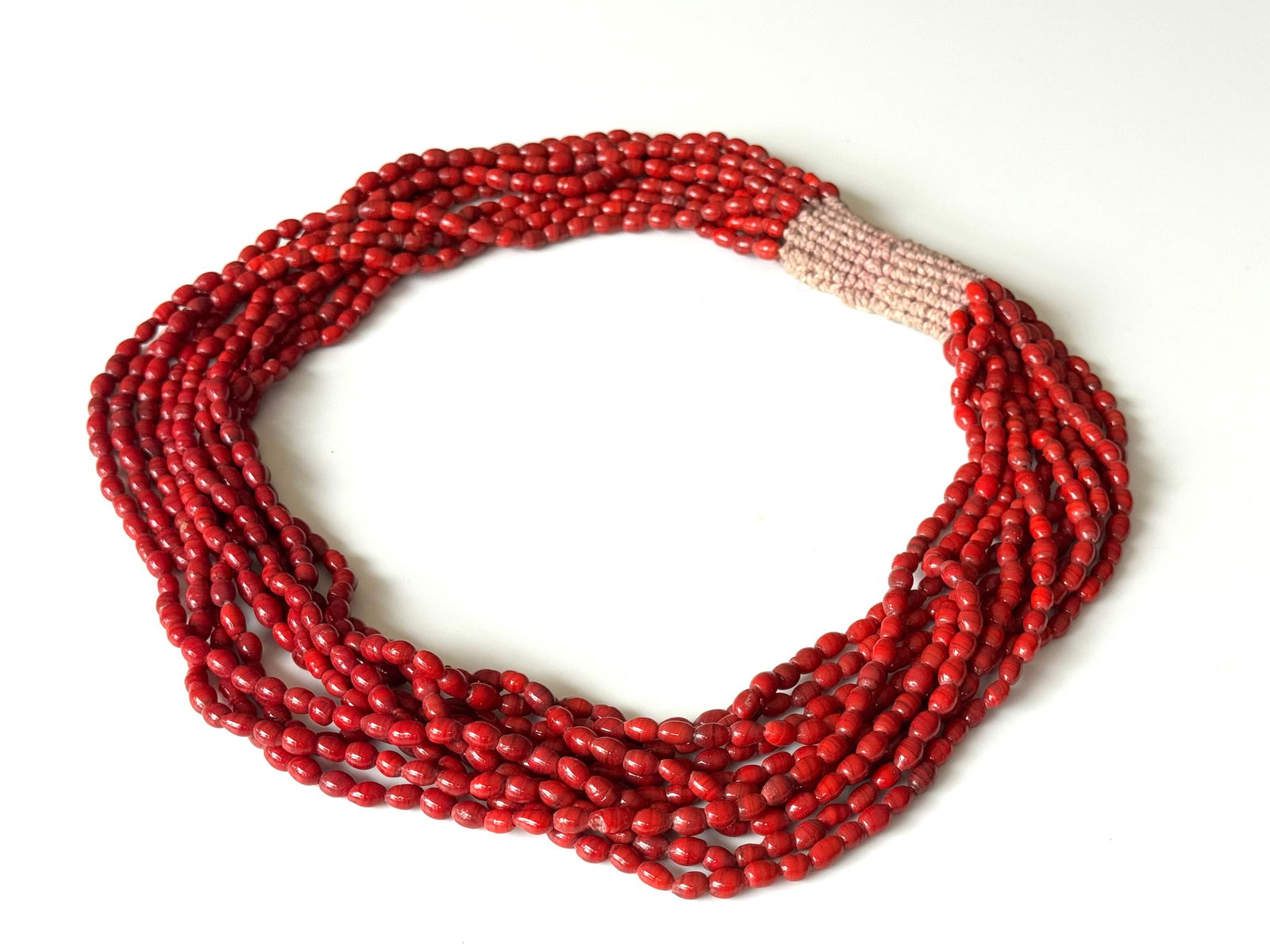 Konyak Naga Massive Red Glass Trade Bead Necklace. - 6