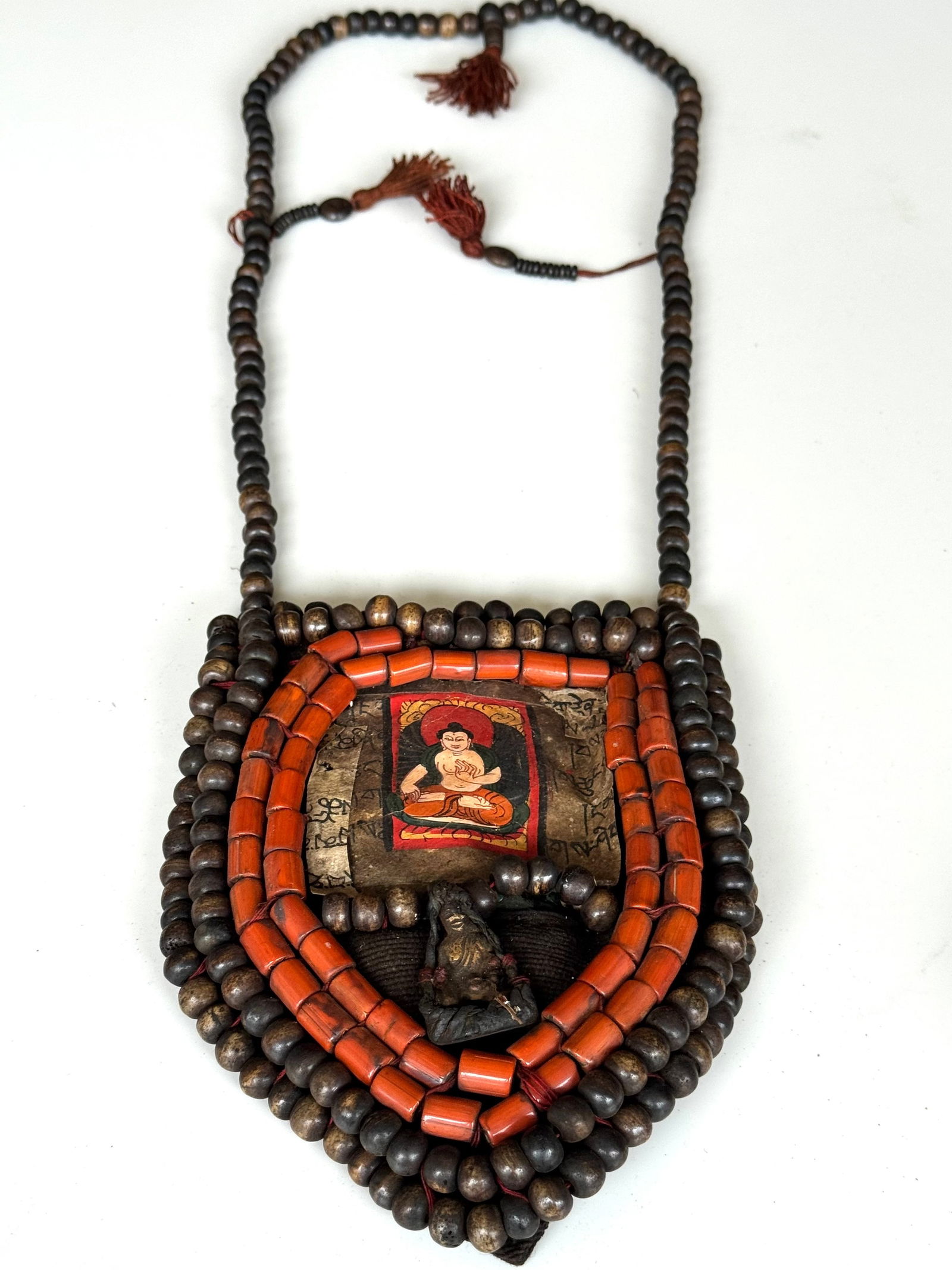 Antique Tibetan Perak Breastplate: Cornelian beads, Turquoise, Shells, gemstone, Kashmir, Jewelry - 14