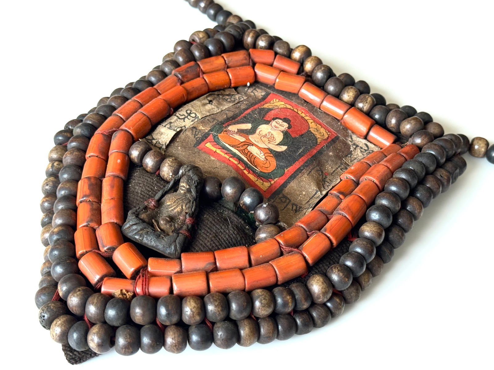 Antique Tibetan Perak Breastplate: Cornelian beads, Turquoise, Shells, gemstone, Kashmir, Jewelry - 4