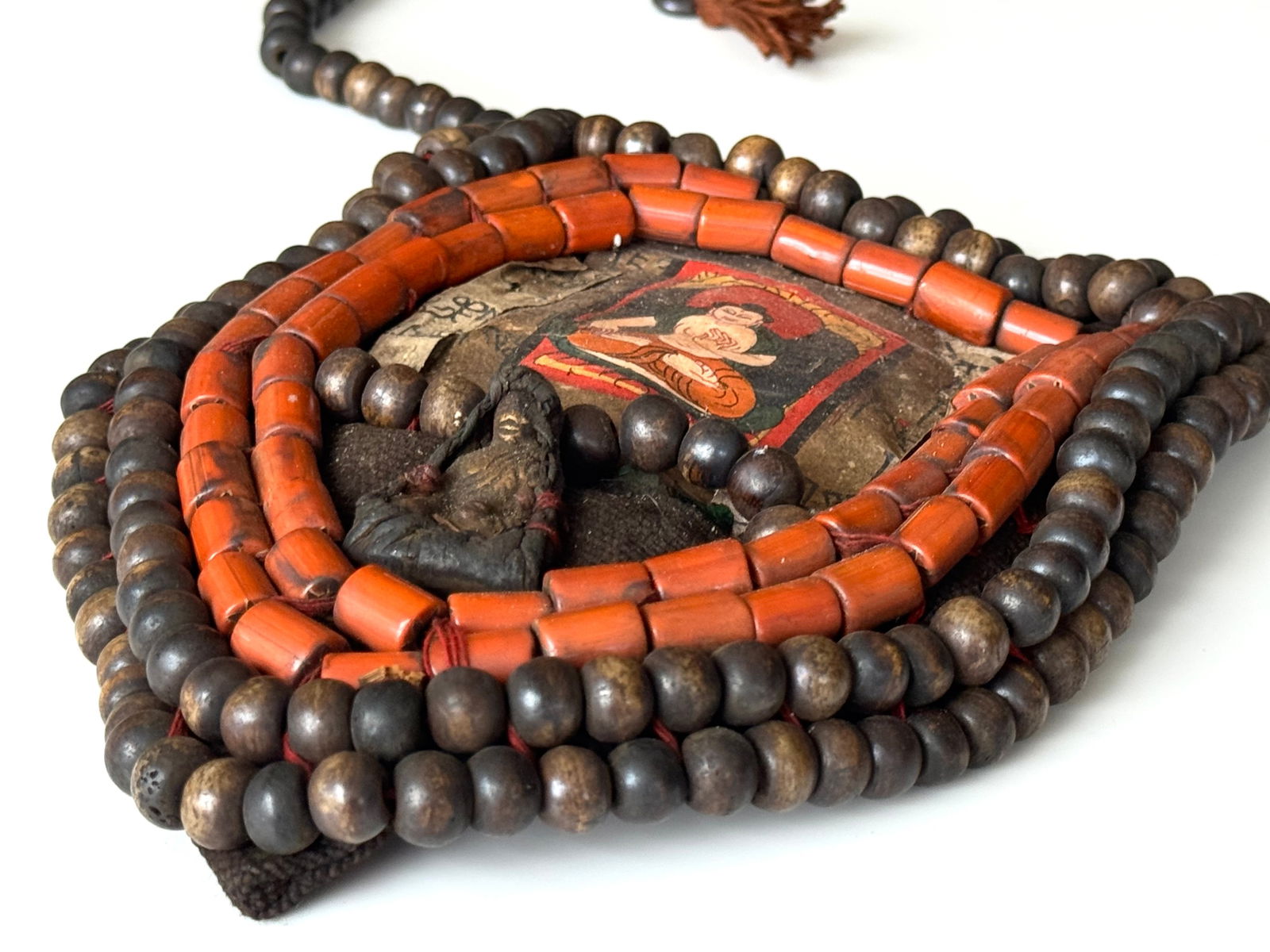 Antique Tibetan Perak Breastplate: Cornelian beads, Turquoise, Shells, gemstone, Kashmir, Jewelry - 7