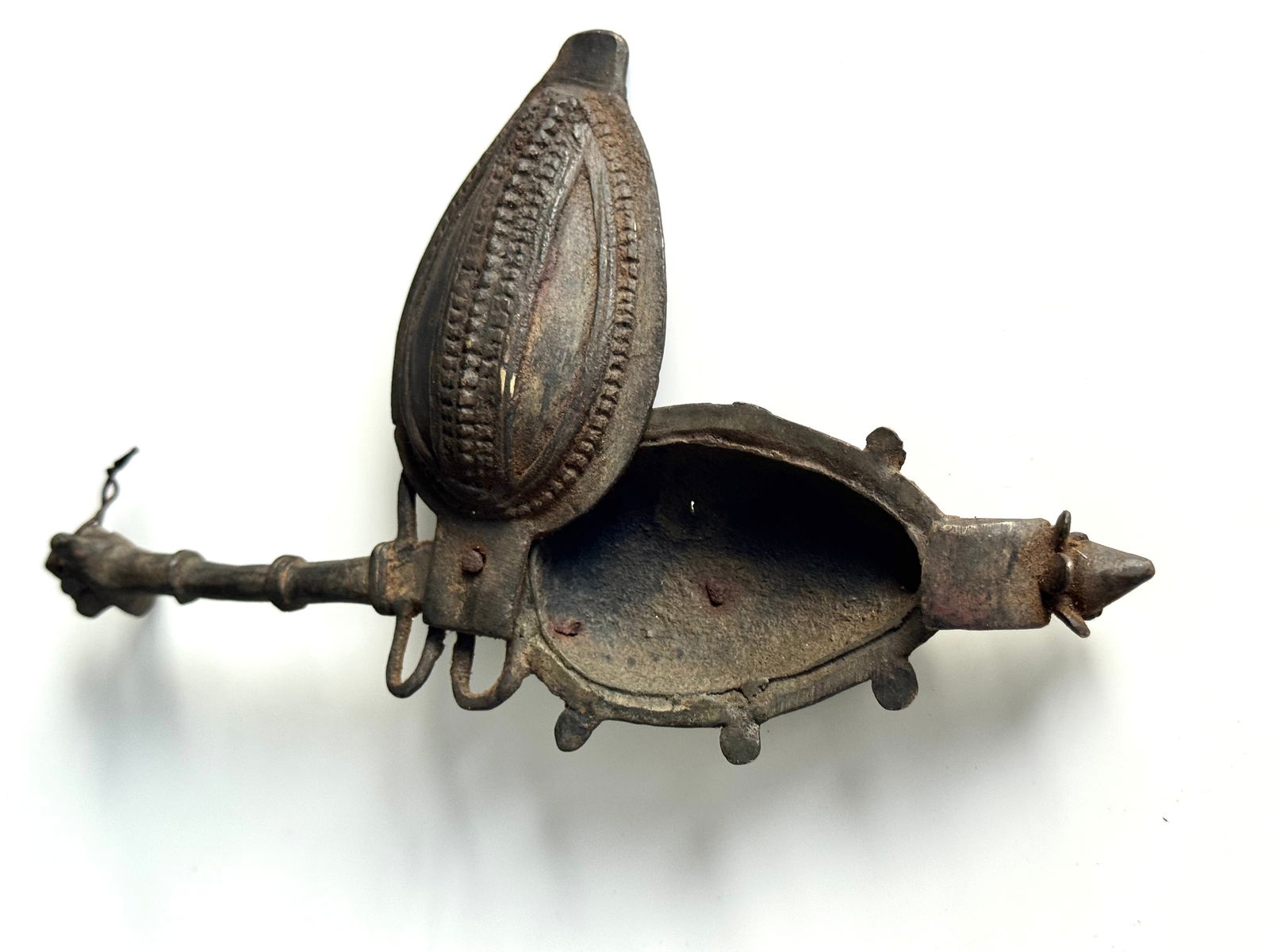 Antique Indian Bronze Ajal Kohl Container - 8