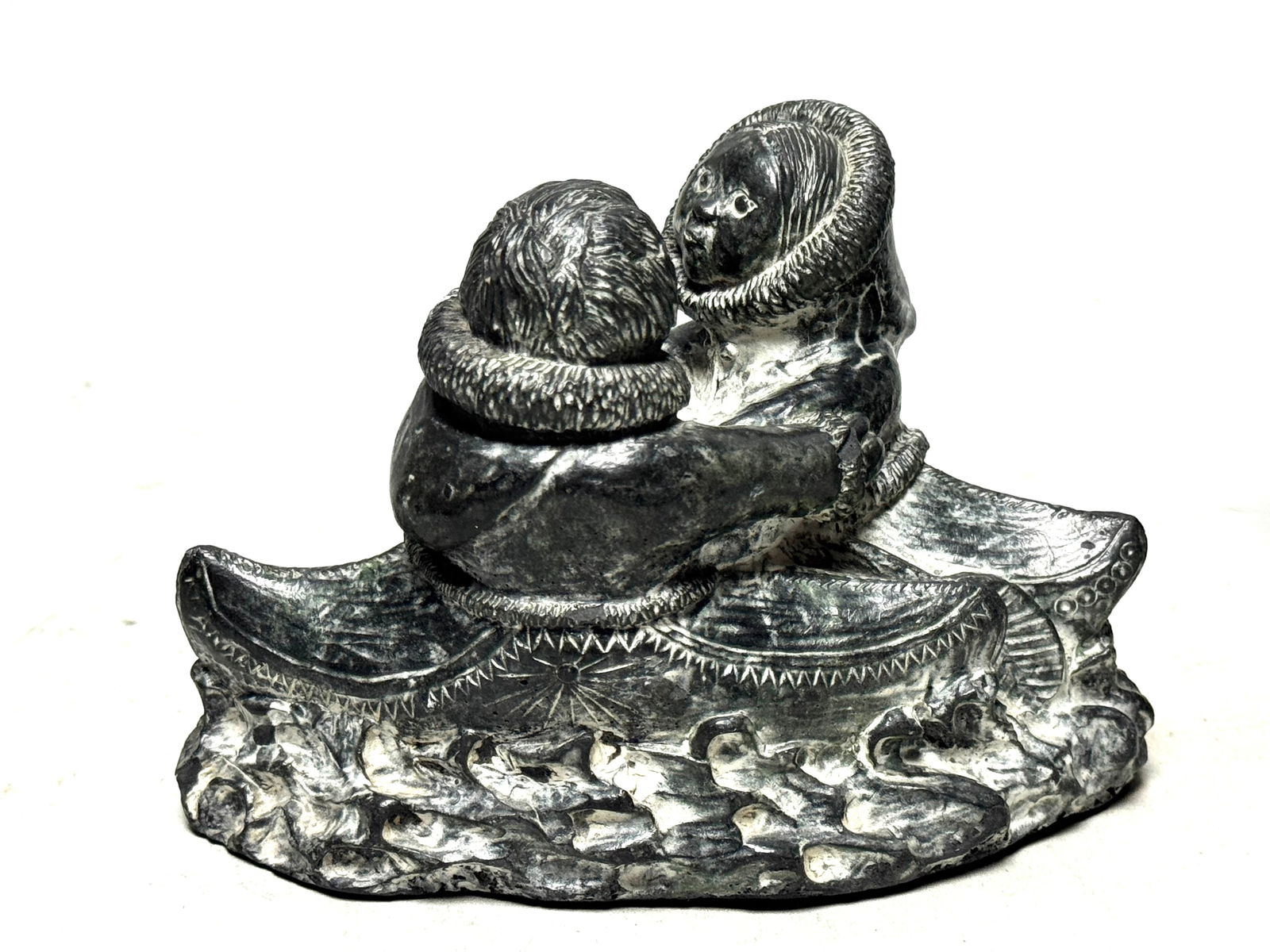 INUIT - 2 Sculptures by Edmund Wolf Jr. stone Impressions - Canada - 3