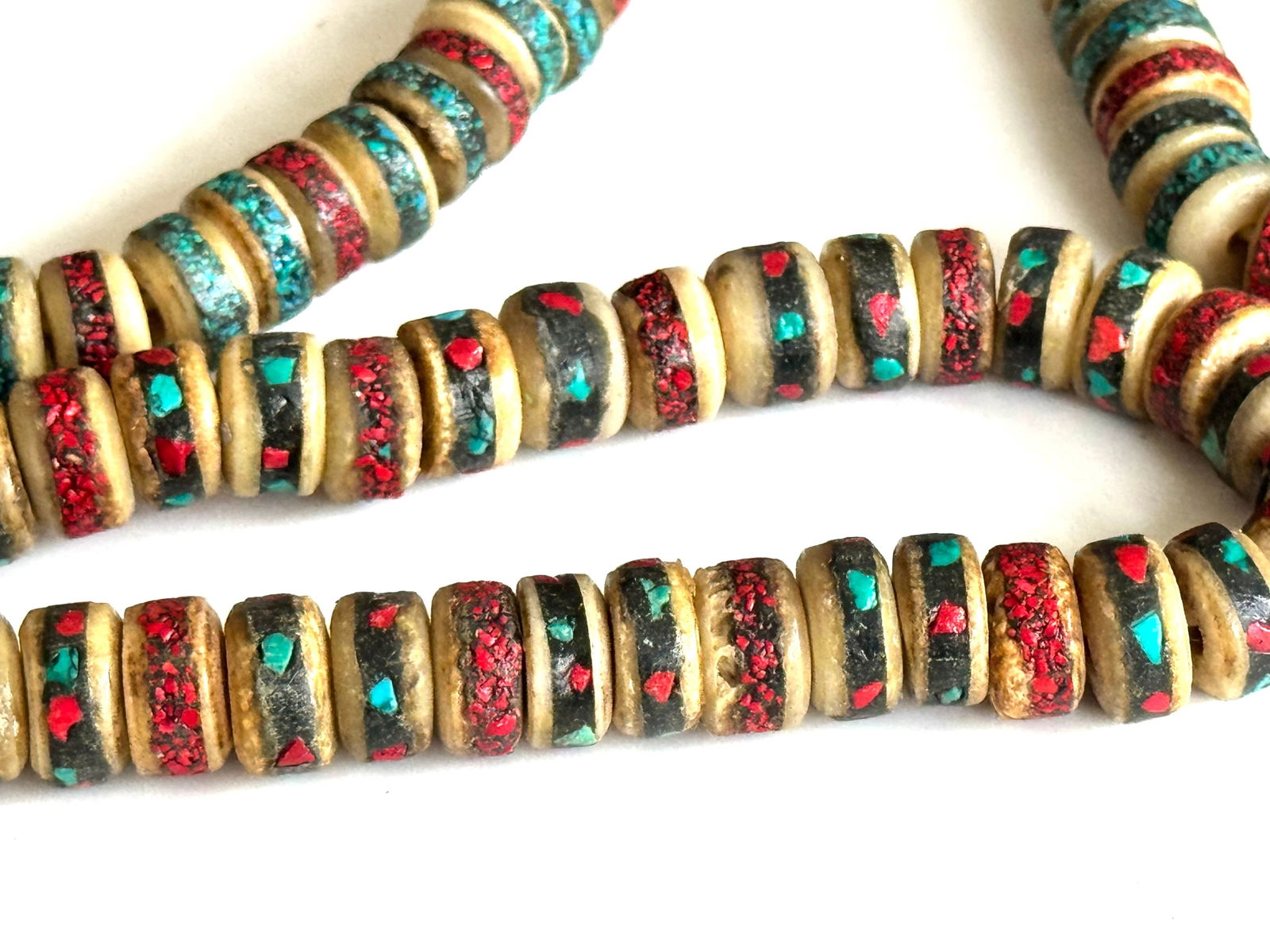 Buddhist Rosary / Prayer Beads Necklace - Turquoise & Red Beads - Nepal - Second Half 20th Century - 4