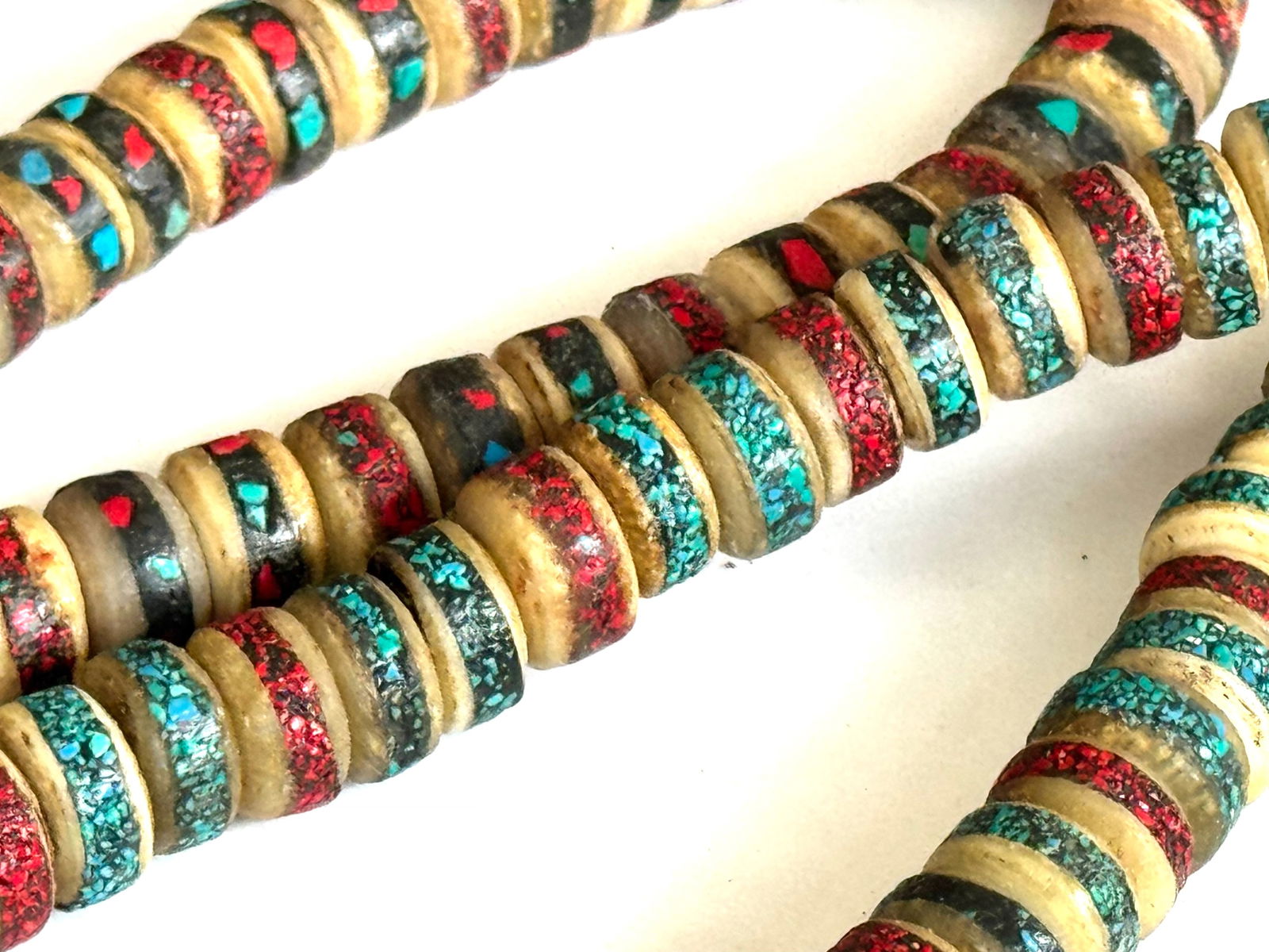 Buddhist Rosary / Prayer Beads Necklace - Turquoise & Red Beads - Nepal - Second Half 20th Century - 6