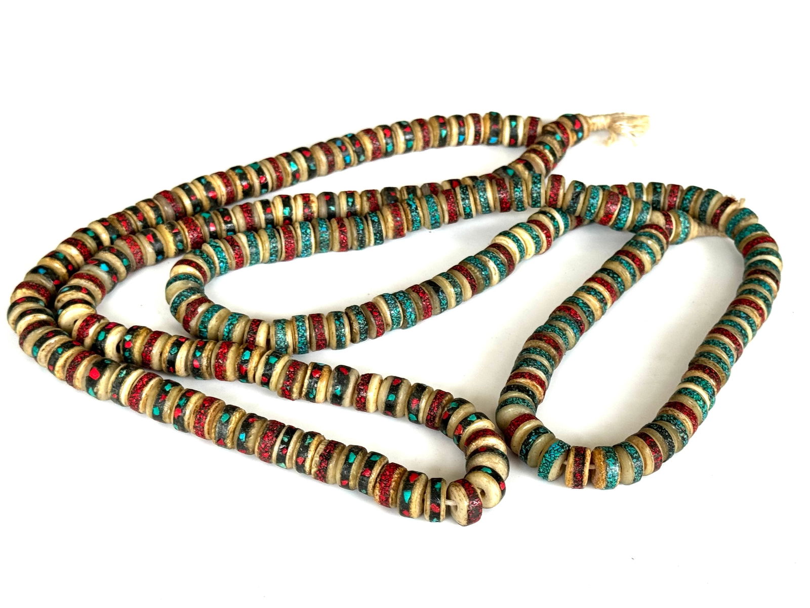 Buddhist Rosary / Prayer Beads Necklace - Turquoise & Red Beads - Nepal - Second Half 20th Century - 7