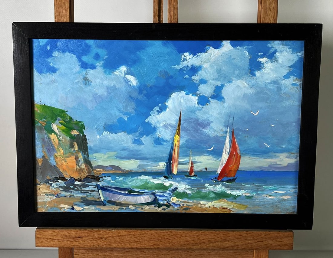 Oil painting Sailboats are sailing in the sea Yuriy Suprunchuk - 2