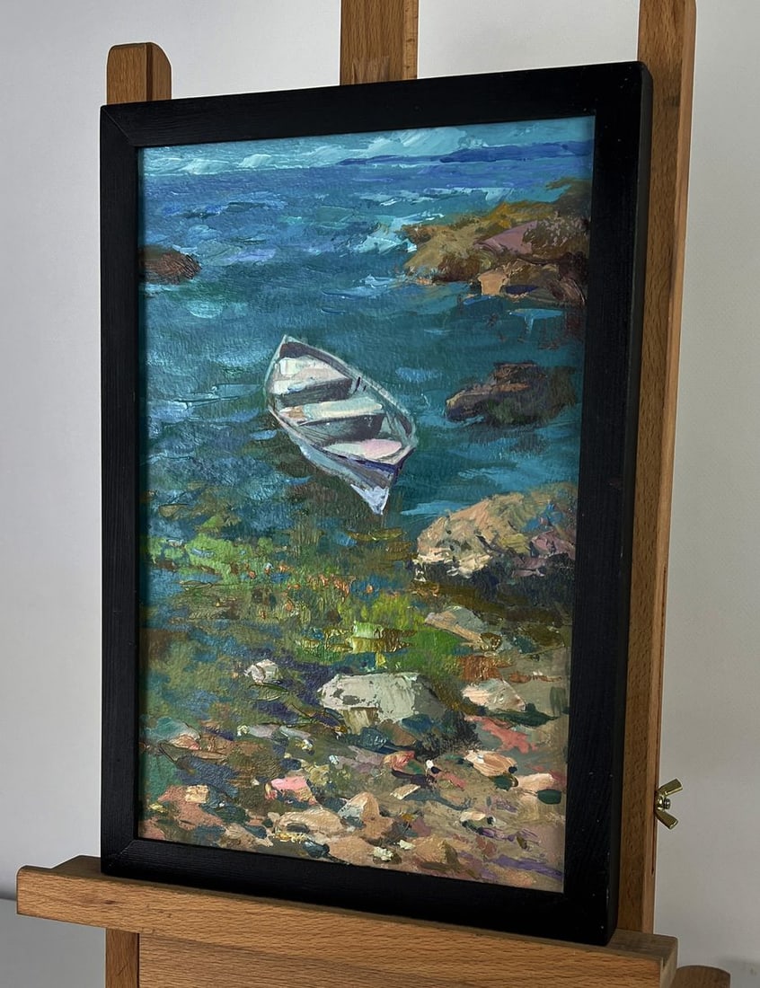 Oil painting A lonely boat on the seashore Yuriy Suprunchuk - 3