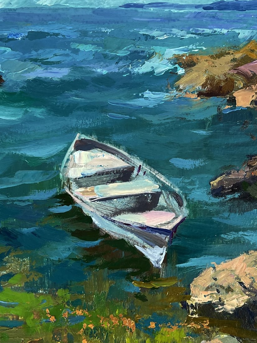Oil painting A lonely boat on the seashore Yuriy Suprunchuk - 4