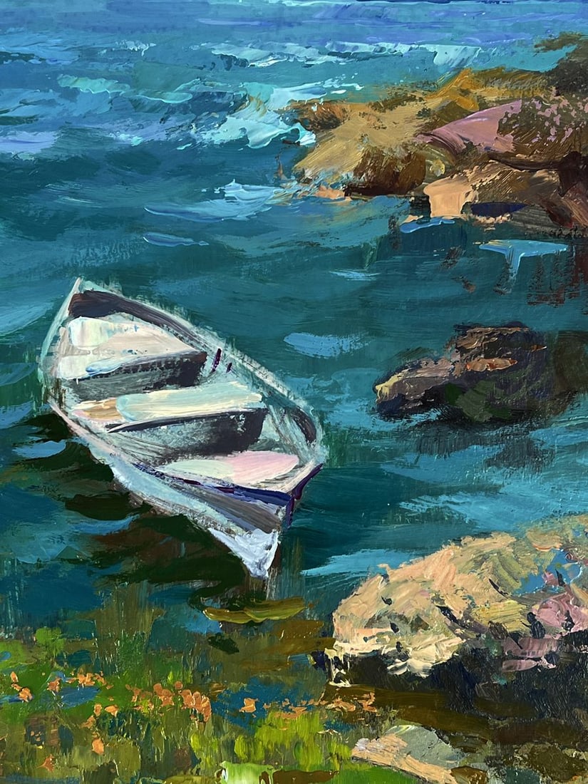 Oil painting A lonely boat on the seashore Yuriy Suprunchuk - 5