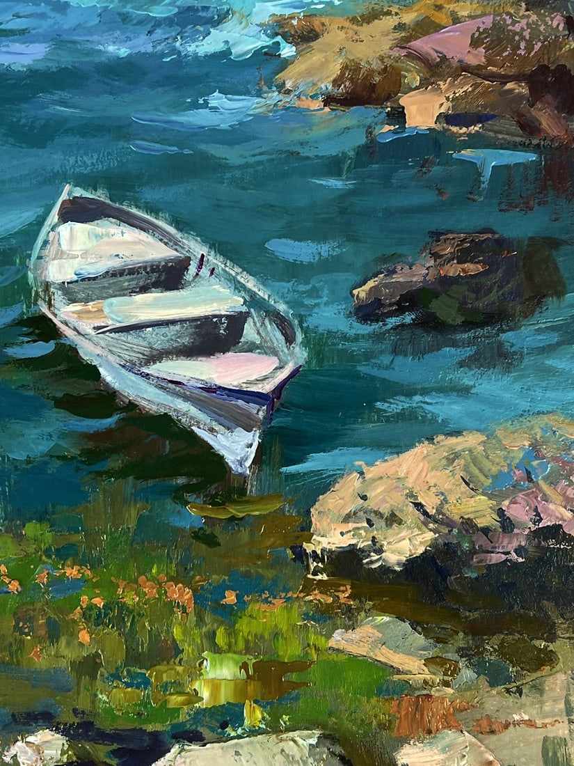 Oil painting A lonely boat on the seashore Yuriy Suprunchuk - 7