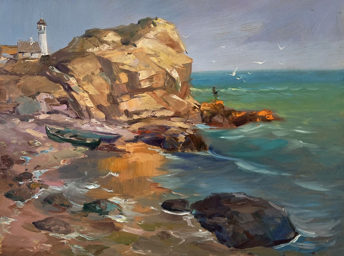 Oil painting Seashore with a boat Yuriy Suprunchuk (1 of 10)