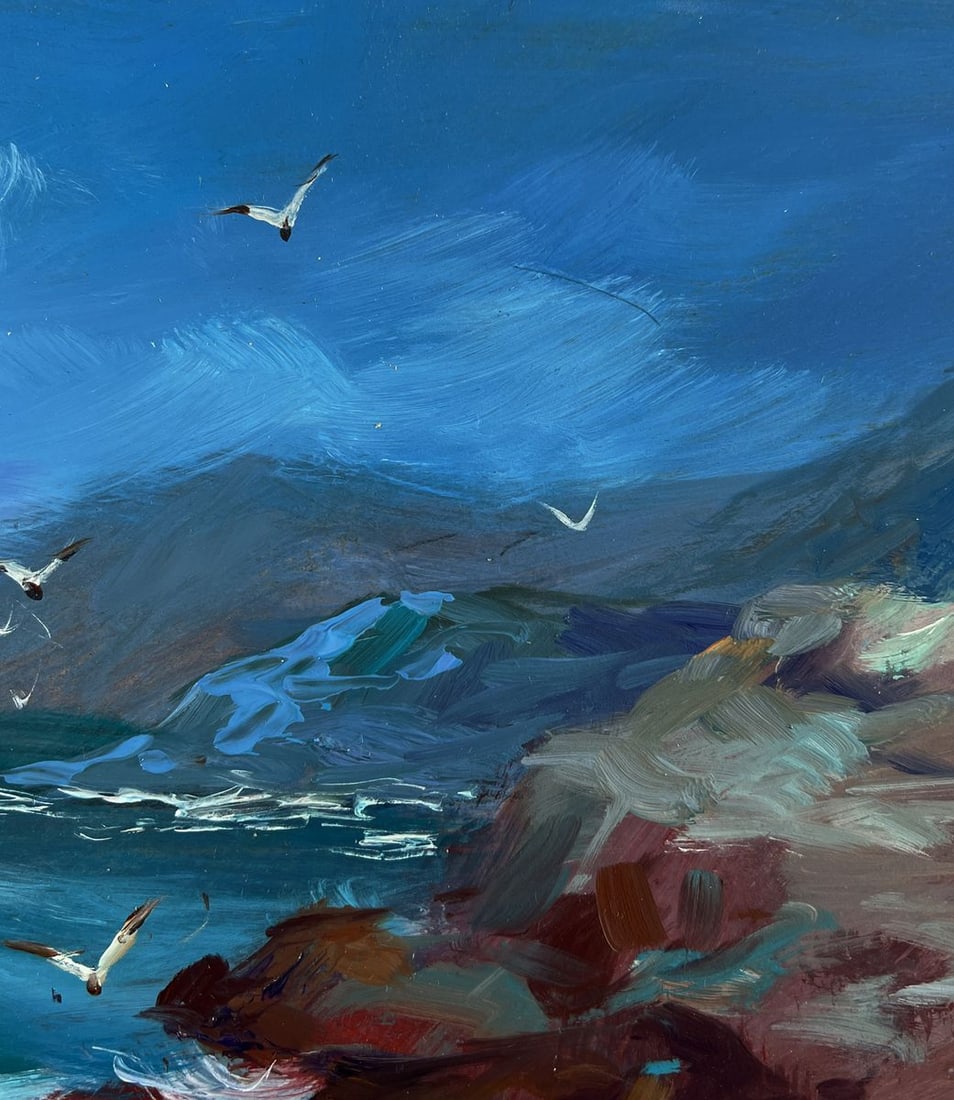 Oil painting A boat on the rocky seashore Yuriy Suprunchuk - 5