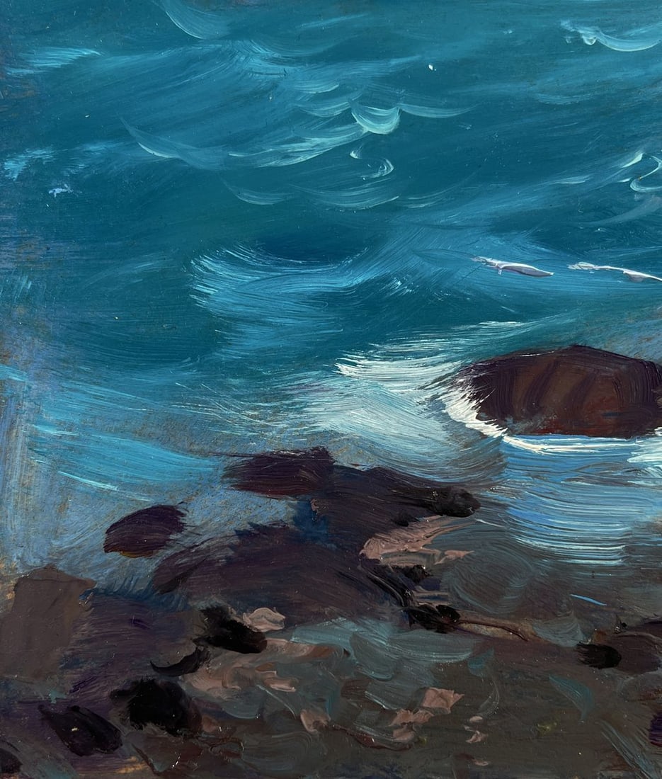 Oil painting A boat on the rocky seashore Yuriy Suprunchuk - 7