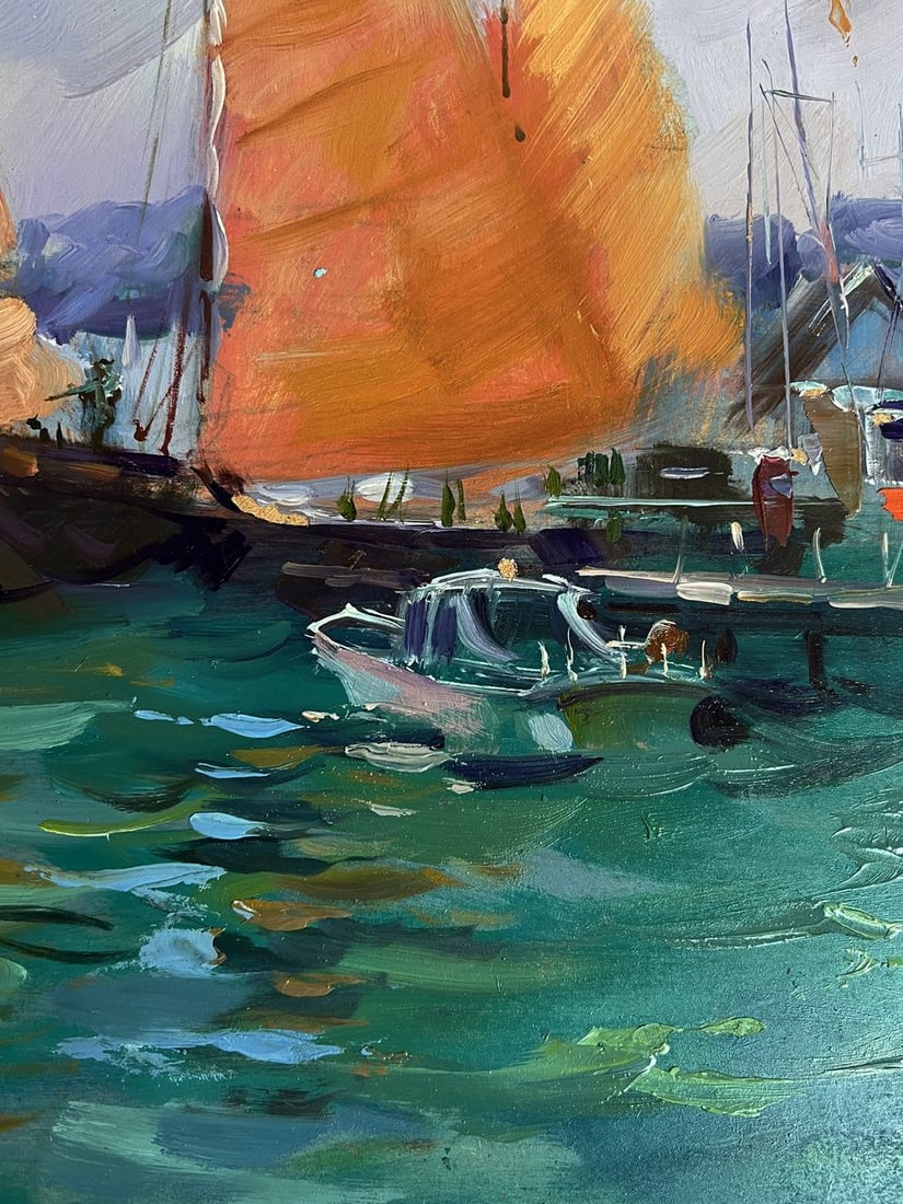 Oil painting Sea ships at the pier Yuriy Suprunchuk - 10