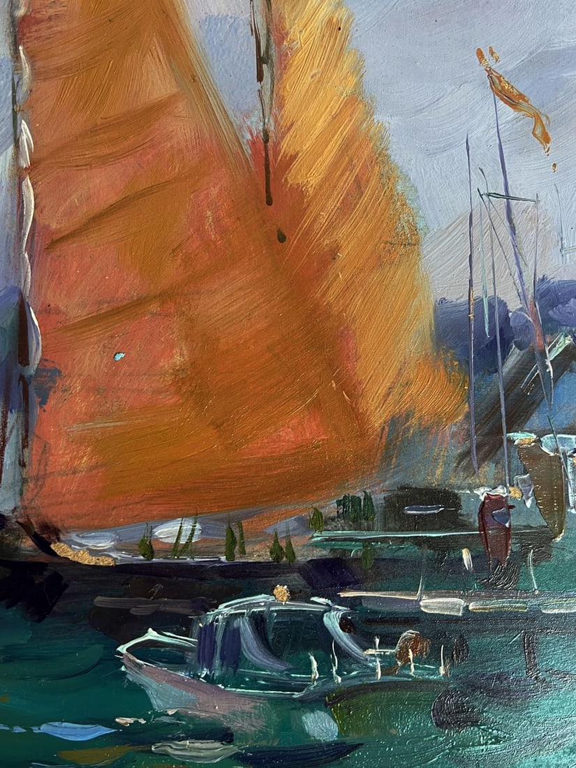 Oil painting Sea ships at the pier Yuriy Suprunchuk - 7