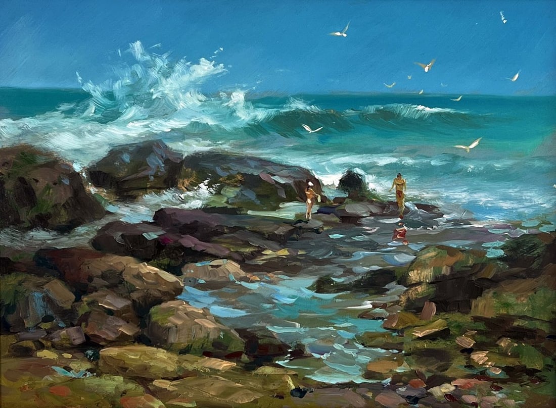 Oil painting Seashore with people Yuriy Suprunchuk (1 of 11)