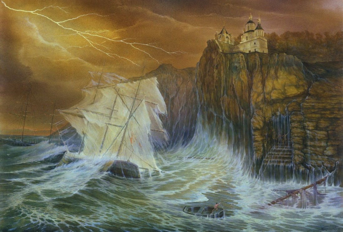 Oil painting Dramatic stormy sea Vasily Korkishko (1 of 6)